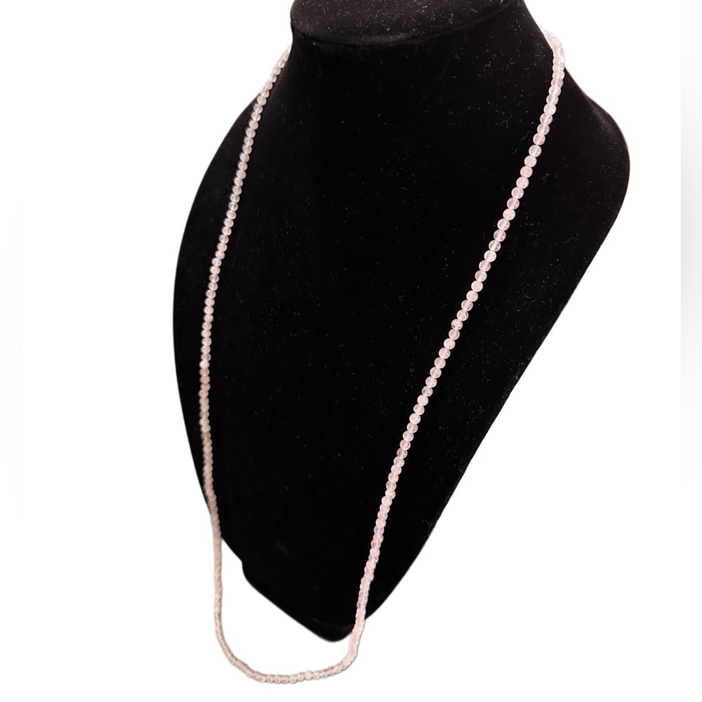 ROSE QUARTZ NATURAL BEADS 17 1/2” Long Necklace Soft Pink Elegance Delicate